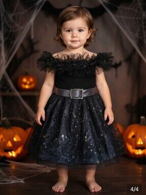 Spirit Black Star-Print Witch Costume Dresd Size S